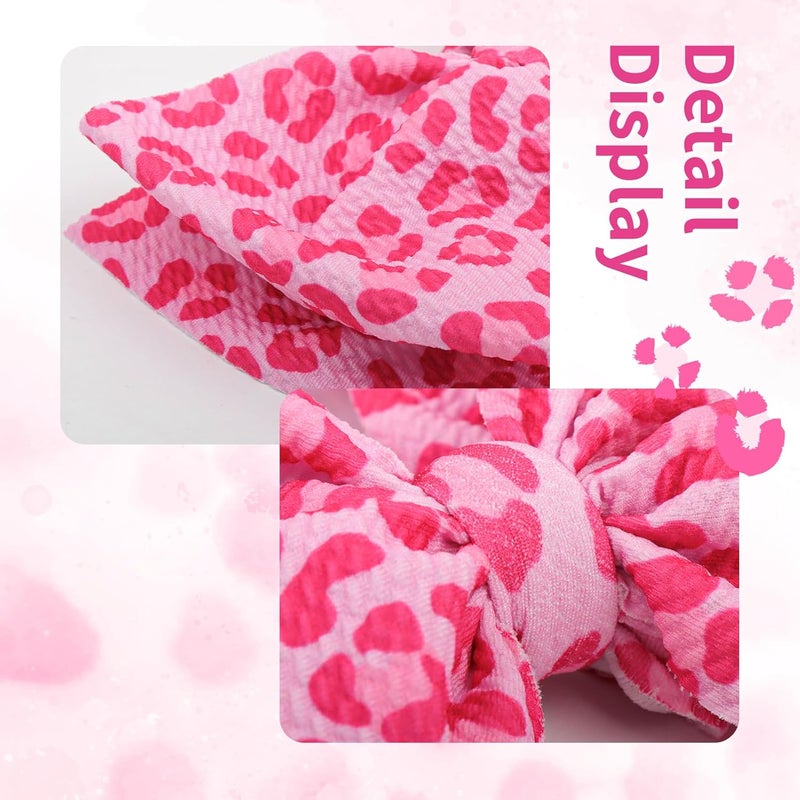 ONENINEDREAM 2PCS 7’’ Super Soft Knot Headbands with Hair Bows Pink Leopard Infant Toddlers Kids Hair Accessories Headband for Newborn Baby Girls - Image 5